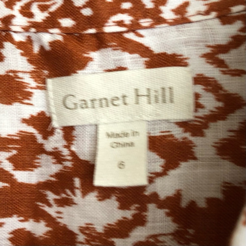 Garnet Hill 100% Linen Button-Down Rust/White Abs… - image 5